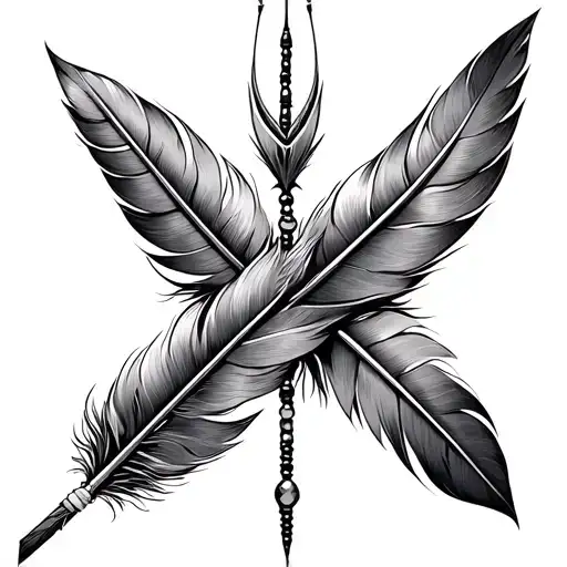 Arrow With Feathers And Beads