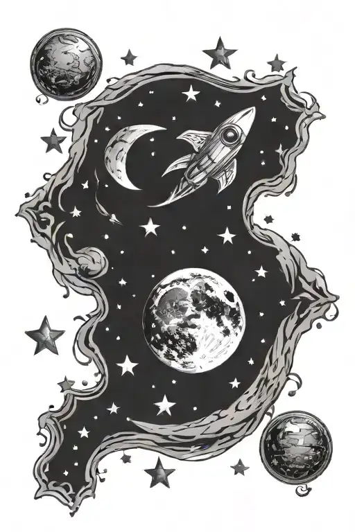 Moon Surrounded By Stars