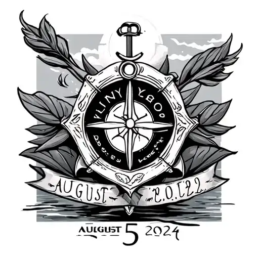 Something Nautical And Simple For A Men's Thigh And Has The Date August 5 2024