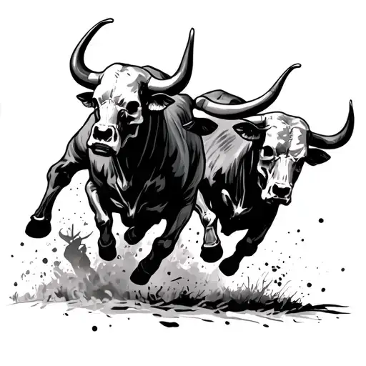 Bulls Running After People In Pamplona Spain Skulls 4 Children