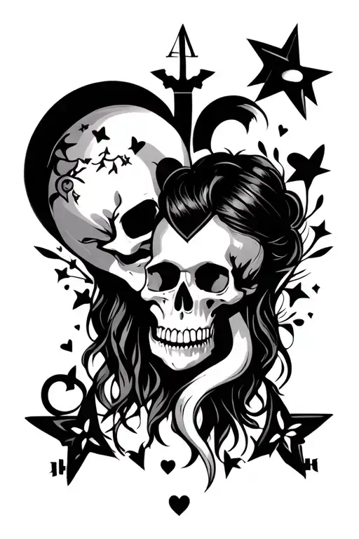 Couple Matching Love Stars Moon Heart Key Skulls A S