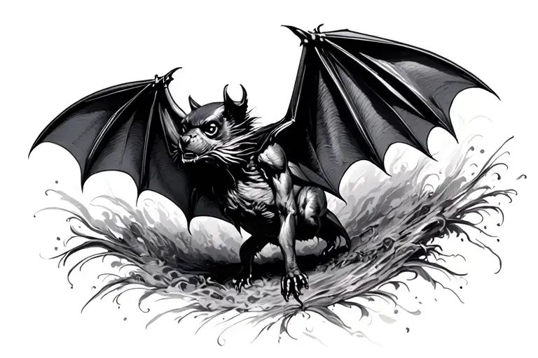 Bat Flying To The Side View Camera