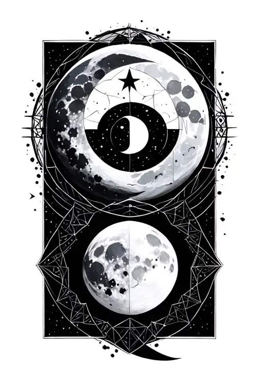Witchy Phases Of The Moon With Geometric Patterns Incorporated