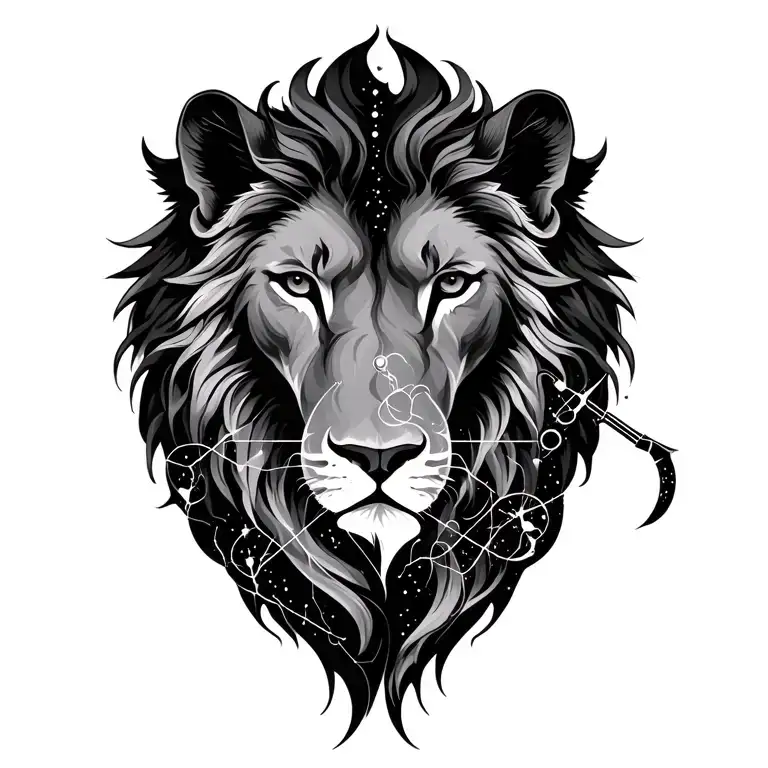 Leo And Sagittarius Constellation Intertwined