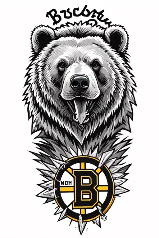 Bear With Boston Bruins Logo Incorporated