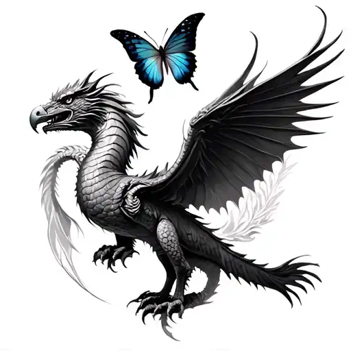 Dragon And Butterfly And Eagle