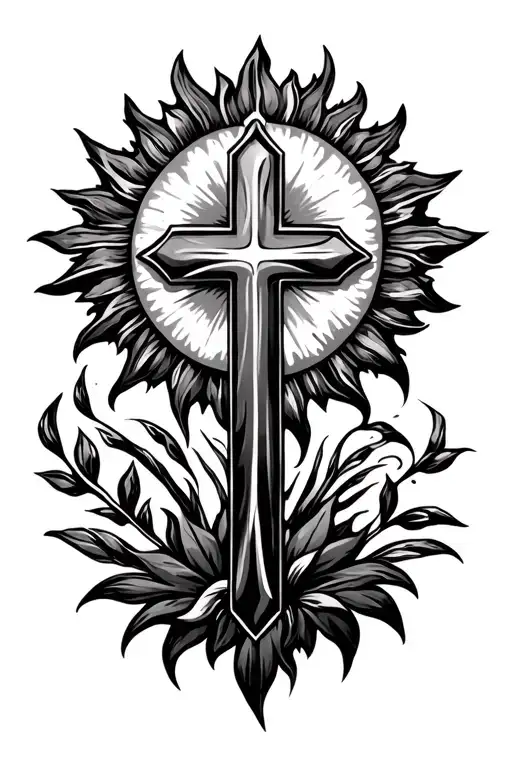 Uruguayan Sun With Cross And Filigree