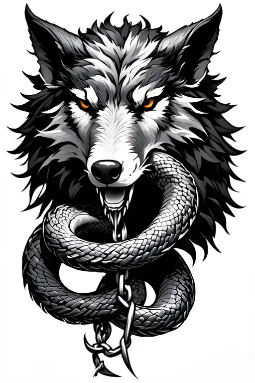 Chains Fenrir Whit Runes And Snake