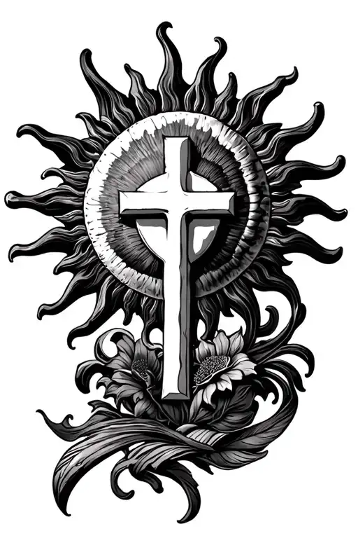 Uruguayan Sun With Cross Underneath And Filigree