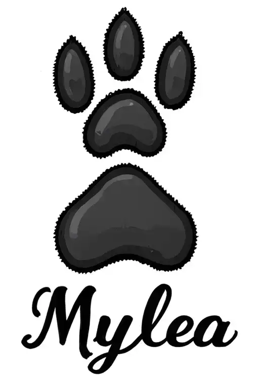 Dog Paw Print And Name Mylea