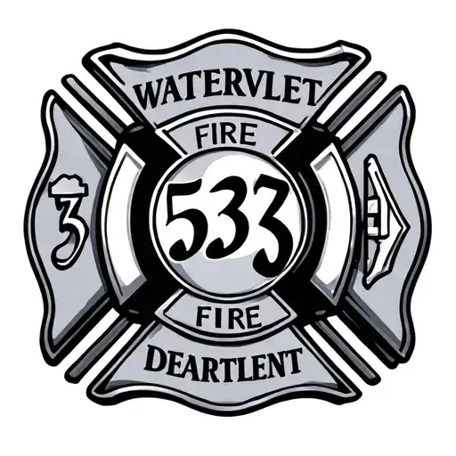 Fire Department Helmet Badge With 53 In The Middle Watervliet Fire Department