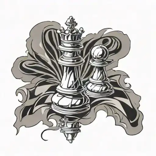 Broken King Chess Piece As A Tattoo Stancil