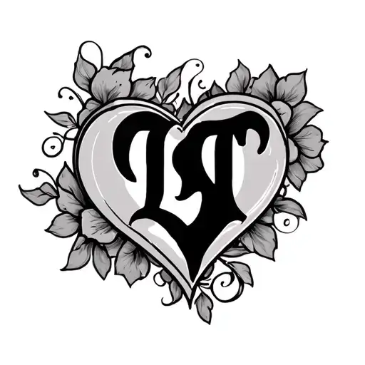 The Letters Llt Script Style Incorporated Into The Outline Of A Heart Shape