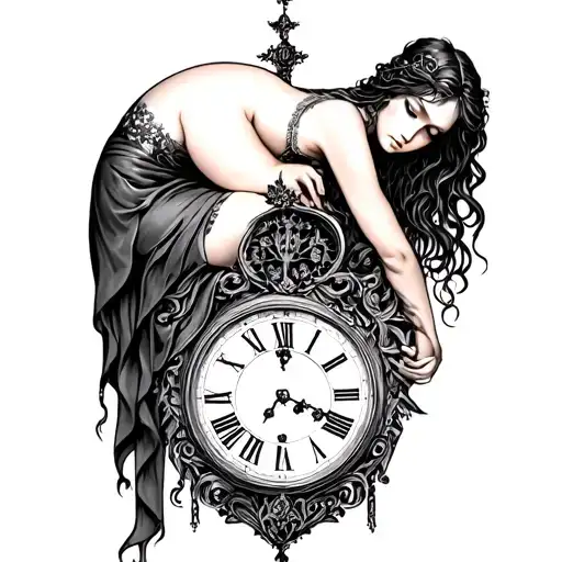 The Maiden Resting On A Clock