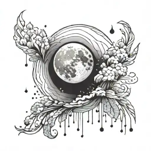 Minimal Sad Rain And Moon Inside