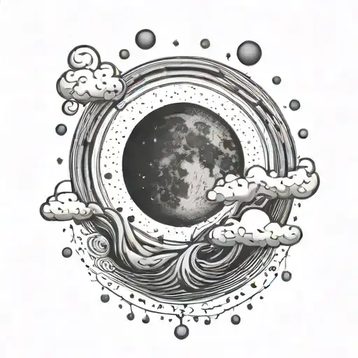 Very Minimal Classic Idea Moon And Rain Black