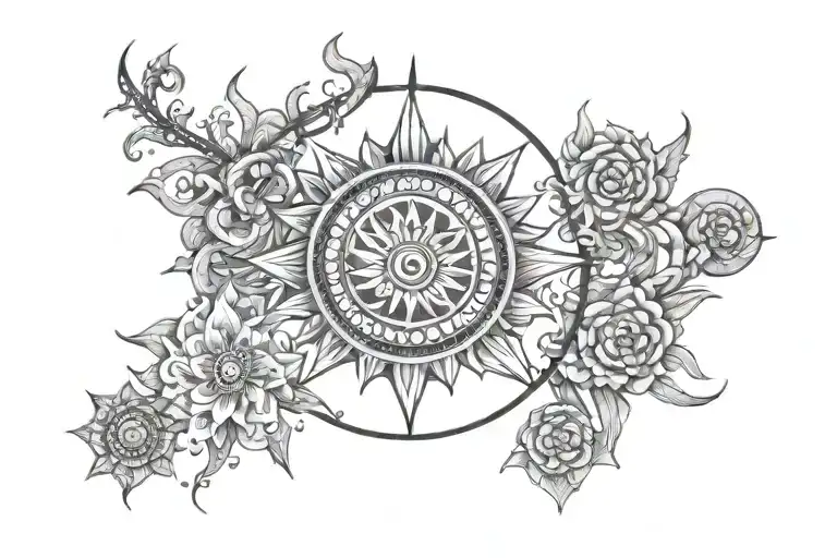Puzzle Mandala Sun And Moon