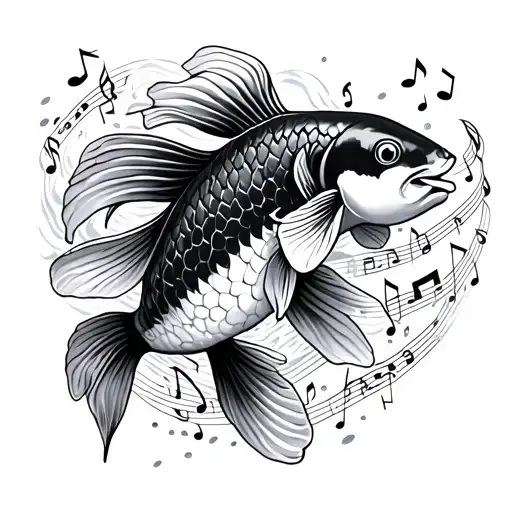 Musical Koi Fish In Ocean Of Musical Notes