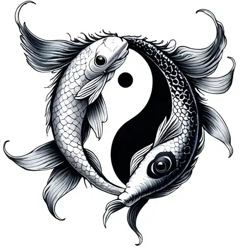 Japanese Koi Yin Yang Symbol