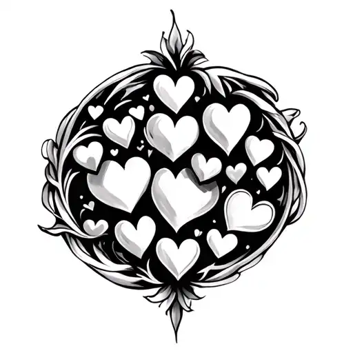 Eleven Hearts In Circle Shape