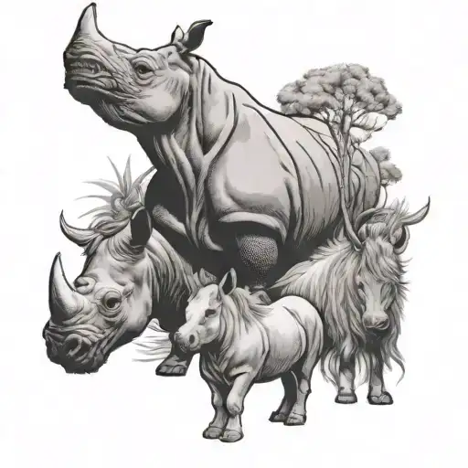 Rhino And A Pony And A Dog And A Cat