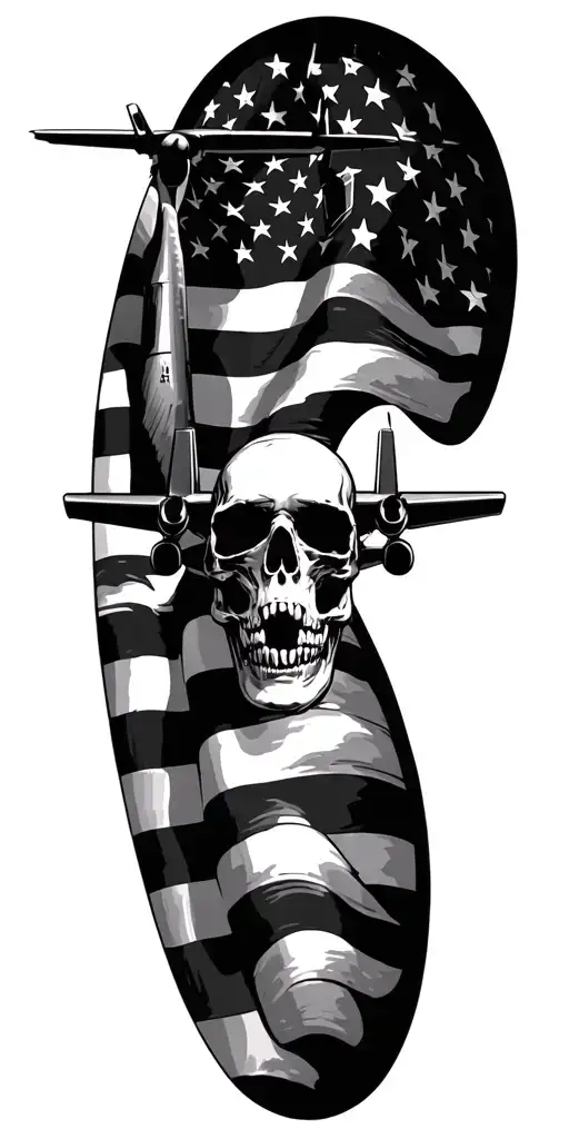 Skulls Ww2 Airplanes Us Air Force American Flag Mc-130p