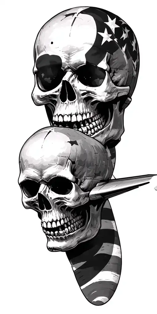 Skulls Us Air Force American Flag Mc-130p Airplane