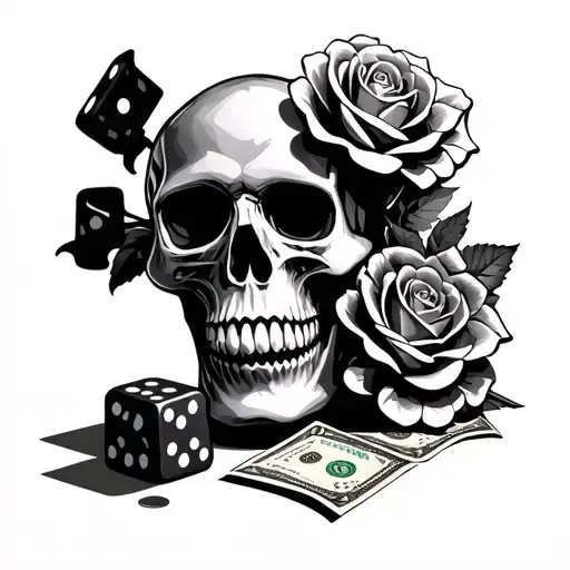 Skull Casino Chess Money Dice Rose