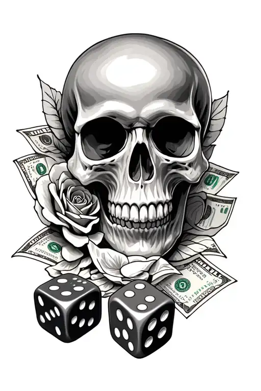 Skull Casino Chess Money Dice Rose