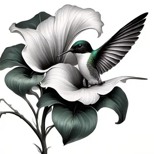 Calla Lillies And Hummingbird Hovering