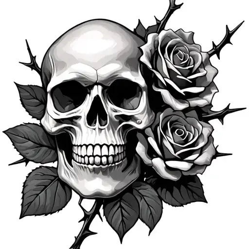Skull Roses And Thorns