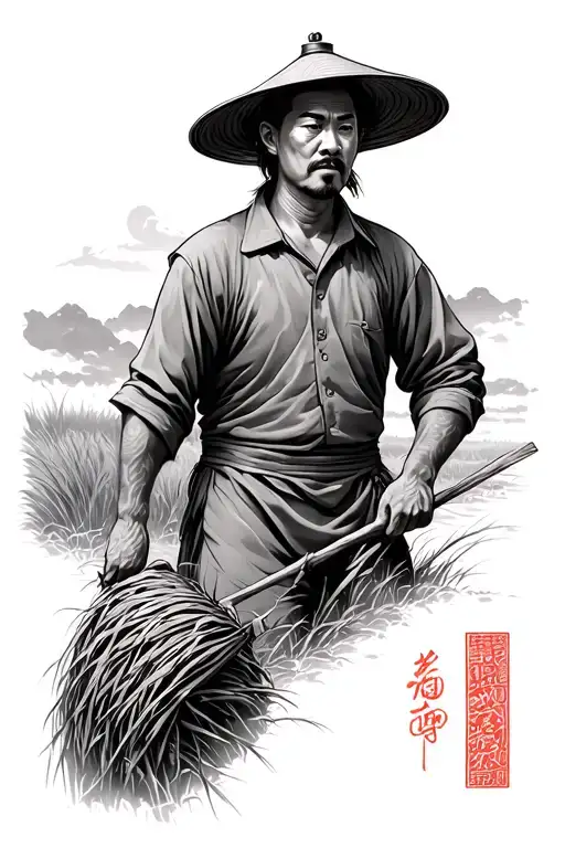 Chinese Farmer In Field
