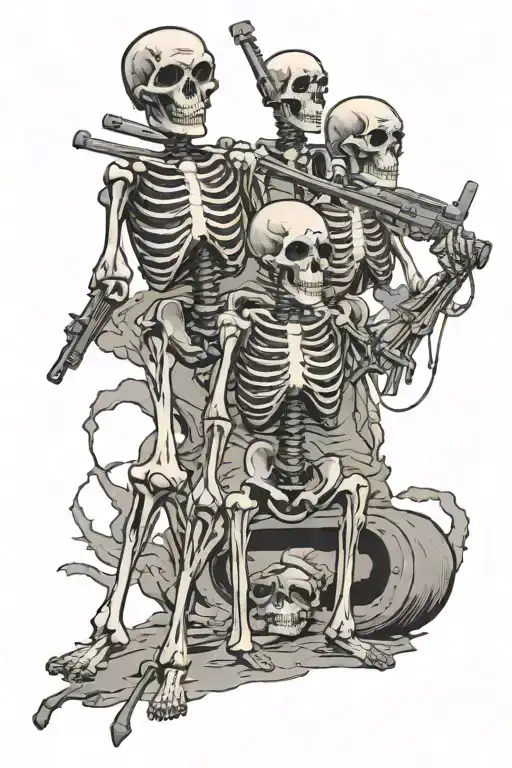 American War History Cartoon Skeletons