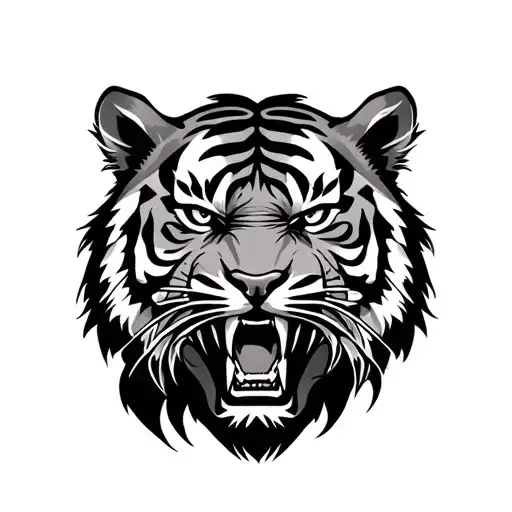 Angry Tiger Head In Old School