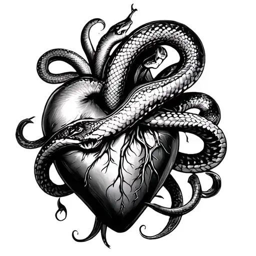 Heart Wrapped By A Snake