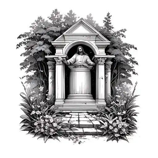 A Garden Surrounding The Tomb Of Jesus