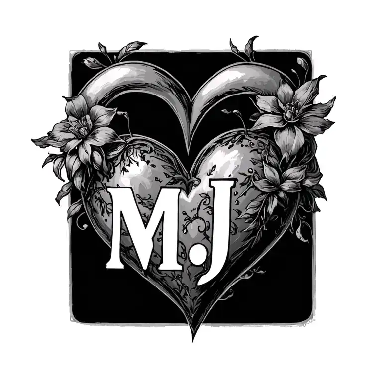 Initials Mj At The End Of An Incomplete Heart Shape