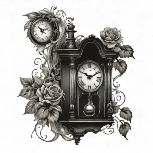 Full Grandfather Clock With Vines Growing