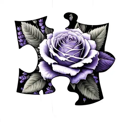 Lavender Rose Within A Puzzle Piece