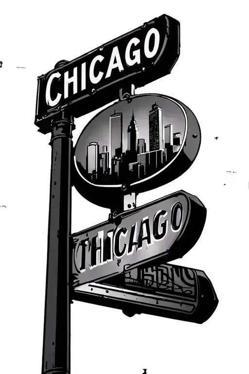 Street Sign With Chicago On The Pole Skyline