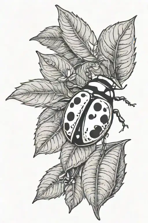 Lemon And Lime Branch With Ladybug On Leaf