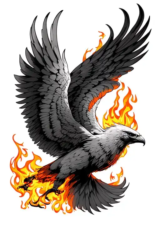 Phoenix Flying With 555 In Flames Right Arm Shoulder