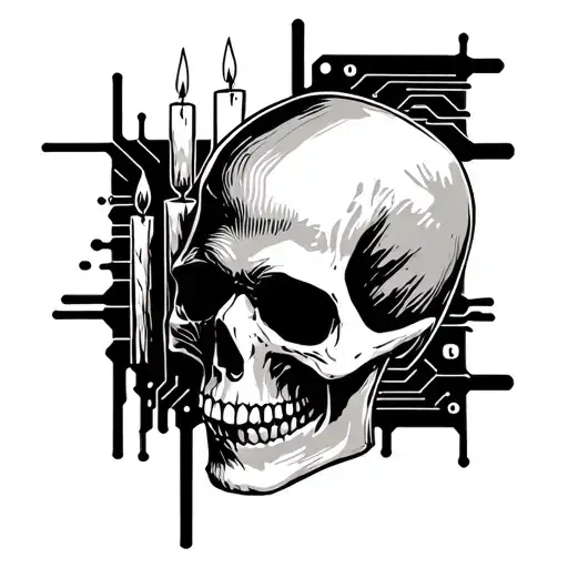 Skull And Candles Circuit Board Design