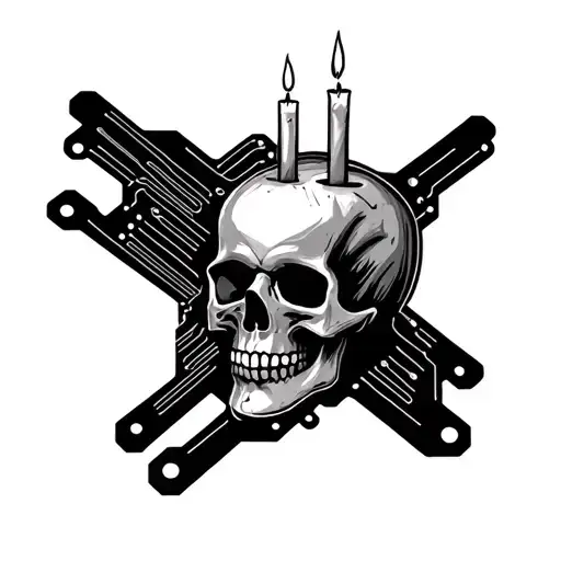 Skull And Candles Circuit Board Design