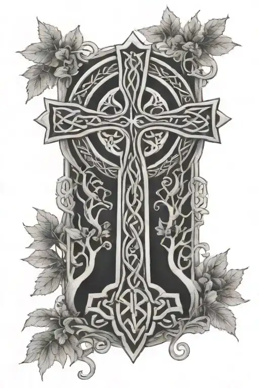 Celtic Cross With Tree Of Life Inside The Cross