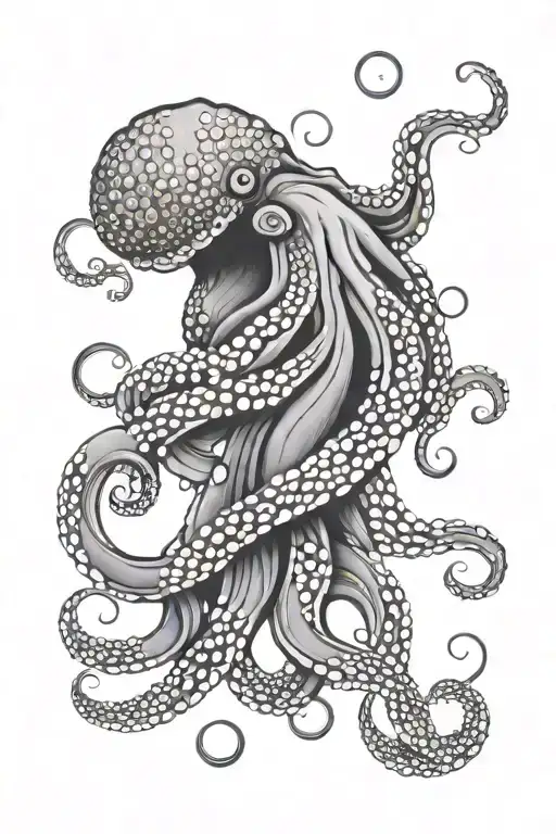 Octopus With Japanese Waves Crashing