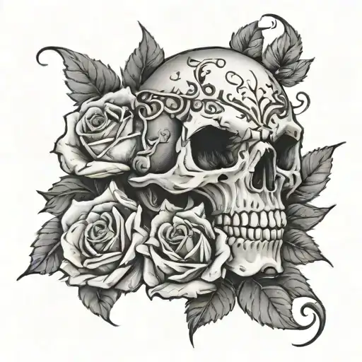 Skull Roses Dragon