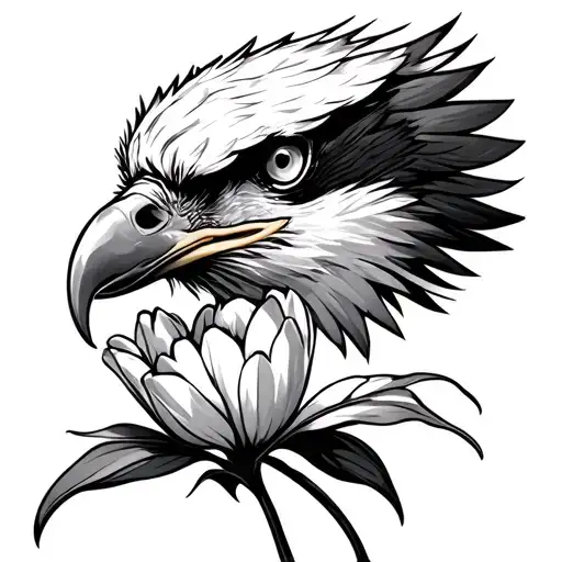 Eagle And Tulip Flower