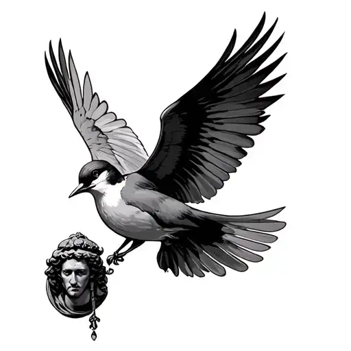Saint Christopher And A Swallow Bird Flying