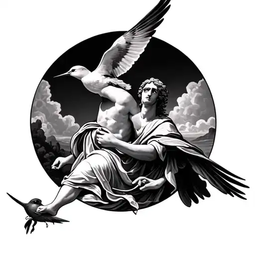 Saint Christopher And A Swallow Bird Flying